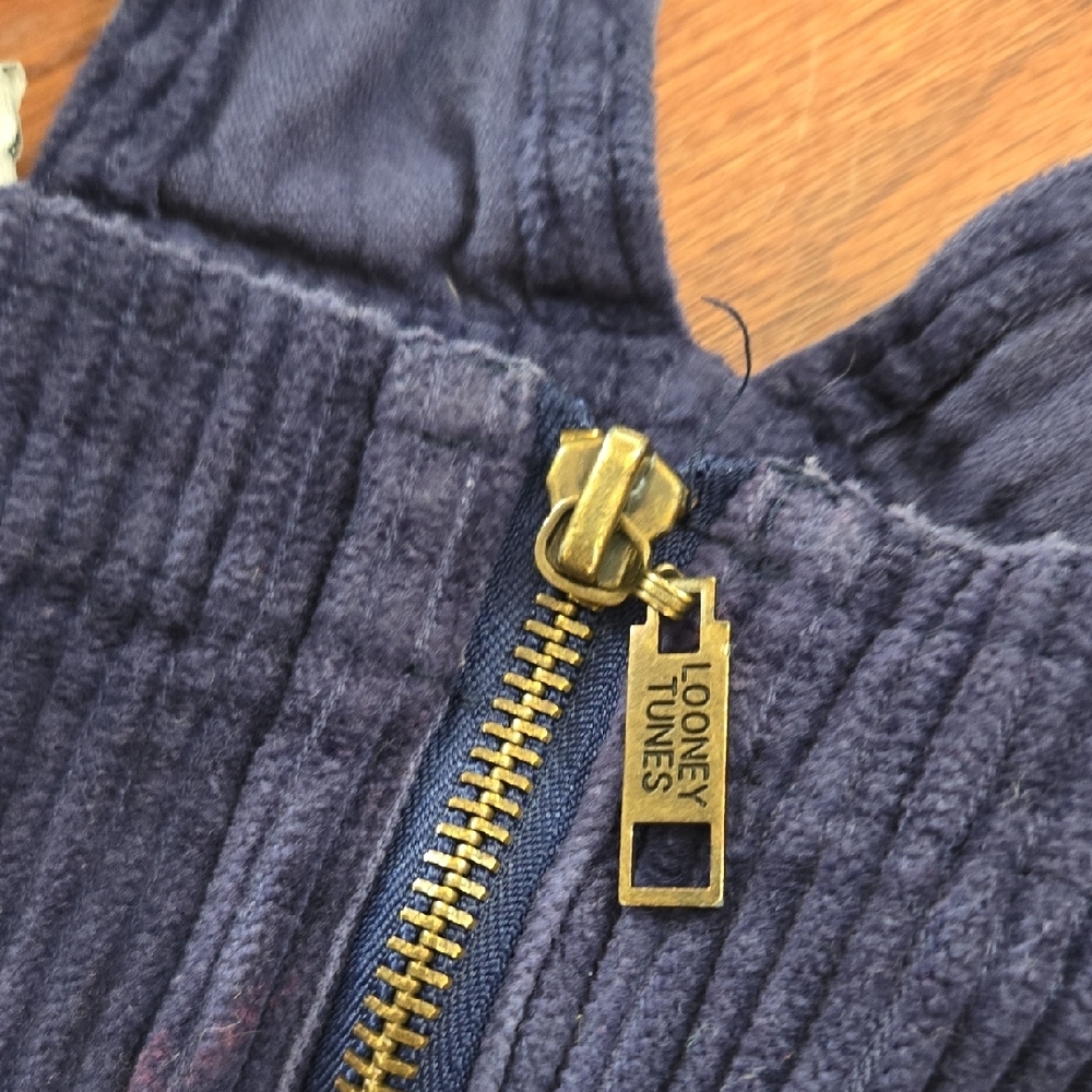 Vintage Looney Tunes Navy Corduroy Kids Overalls Size 10/12 - Picture 3 of 10